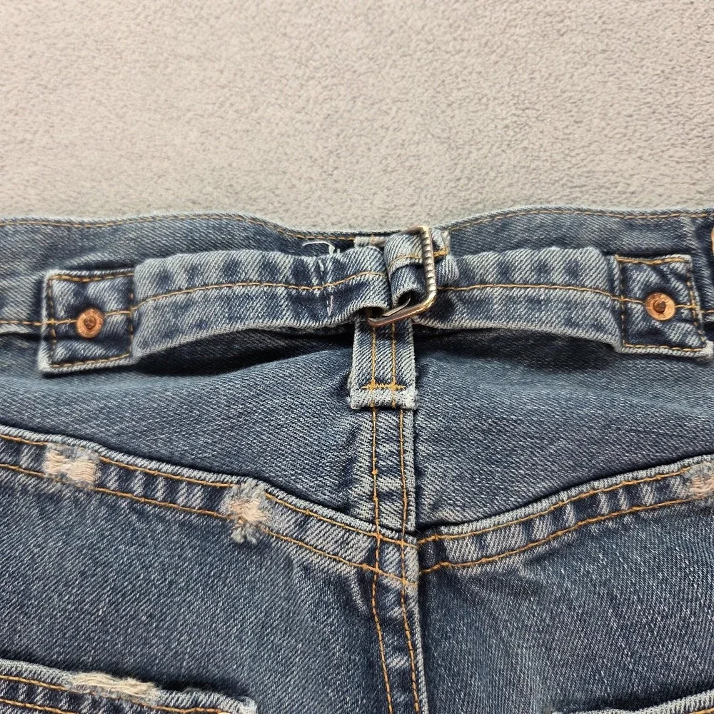Levis 542 Jeans Mens Blue Med Wash Relaxed Buckle Back Patched Fits 34x28
